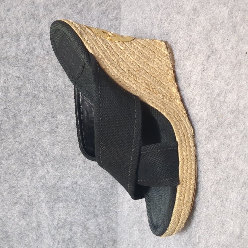 Tory Burch Bailey black Wedge strappy sandals rope heels Size 9.5